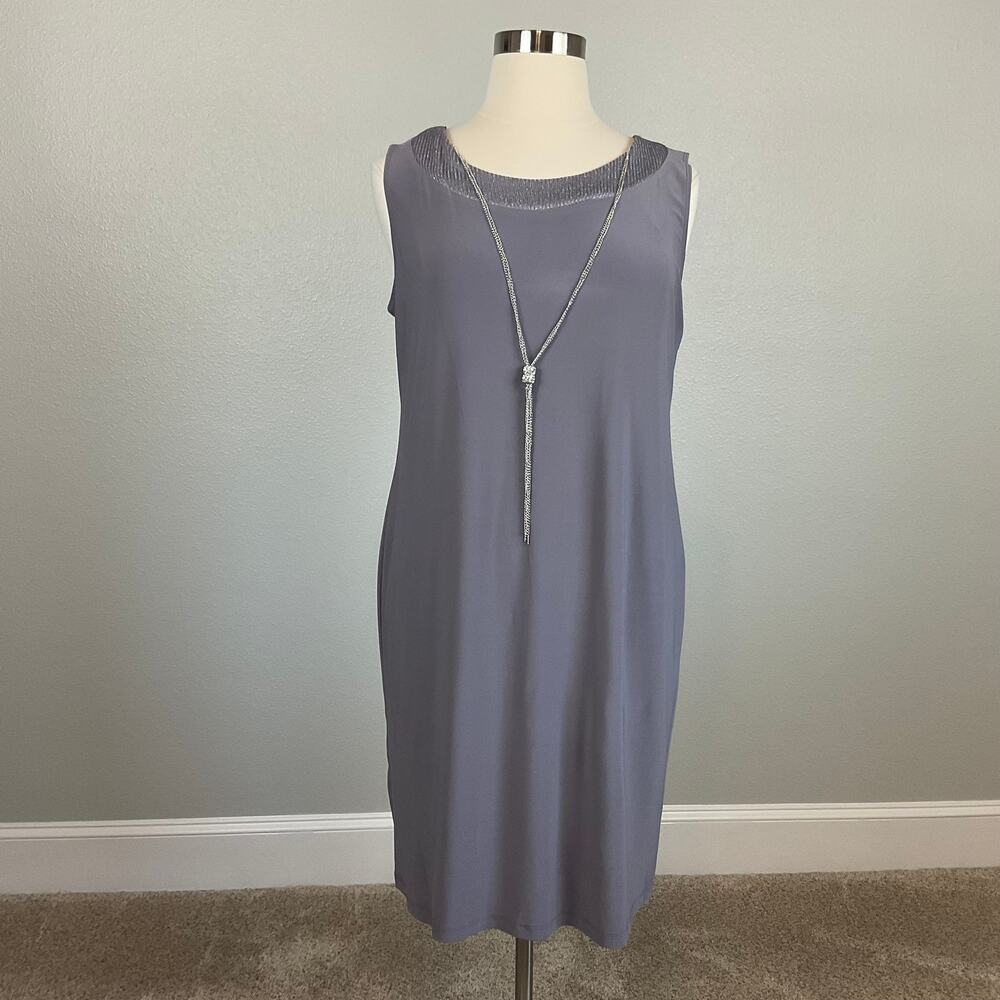 R&M Richards Two-Piece Shift Cocktail Dress and Sparkly Jacket Size 14W Silver - Picture 8 of 14